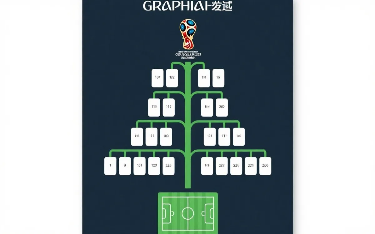 淘汰赛晋级树与每日观赛卡片的视觉化排版示意